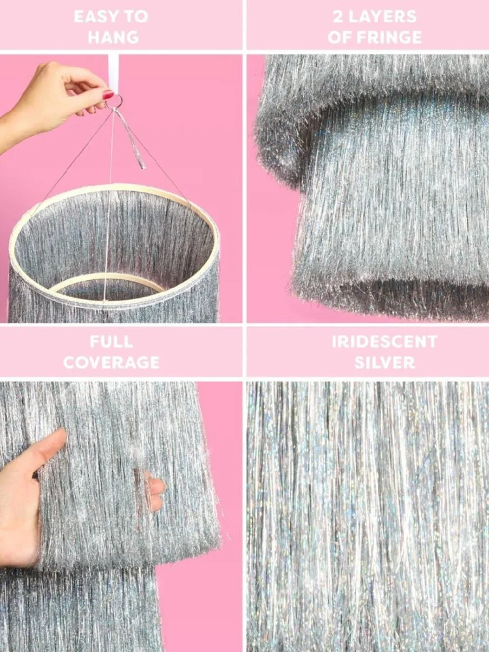 Iridescent Silver Foil Fringe Tinsel Chandelier | Bachelorette, Birthday & NYE